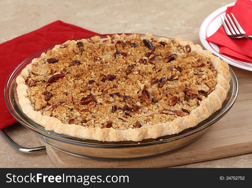 Whole crumb pie in a baking dish