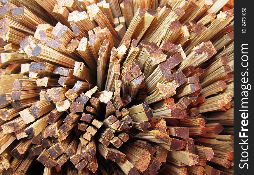 Red brown color bunch of bamboo sticks