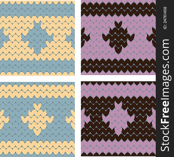Seamless knitted patterns with ornament. Seamless knitted patterns with ornament