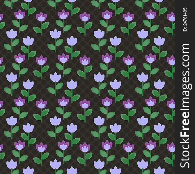 Violet Abstract Flowers Pattern