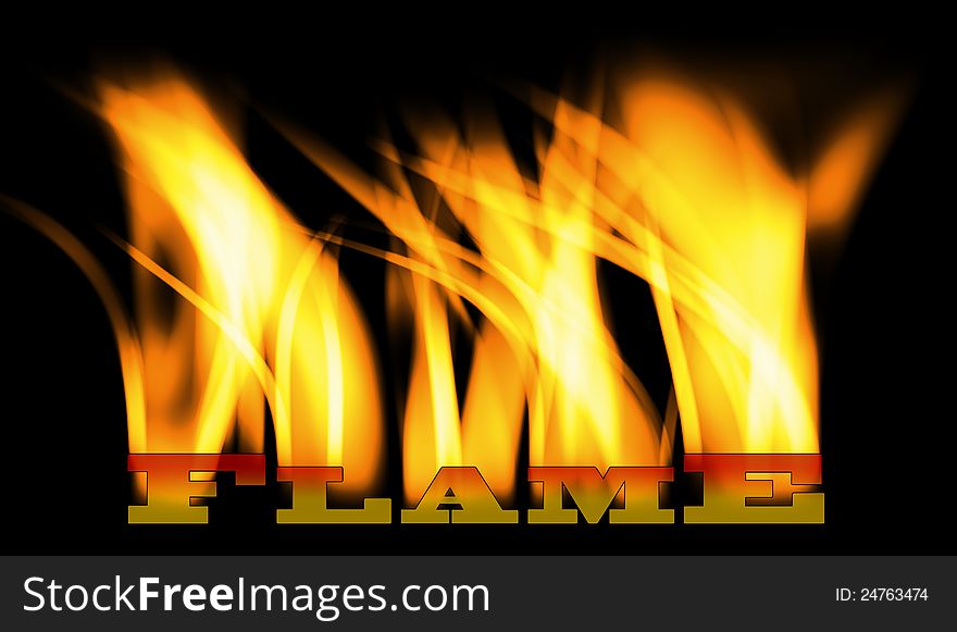 Illustration of the word flame with fire