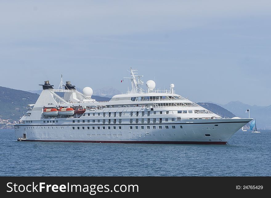 Cruise ship moored in the port