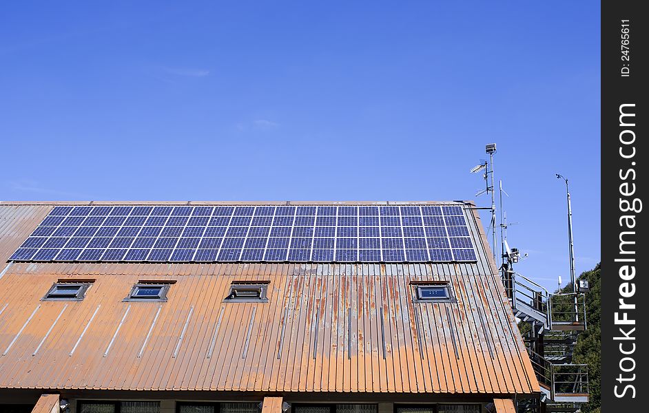 View of solar pannel on a roof