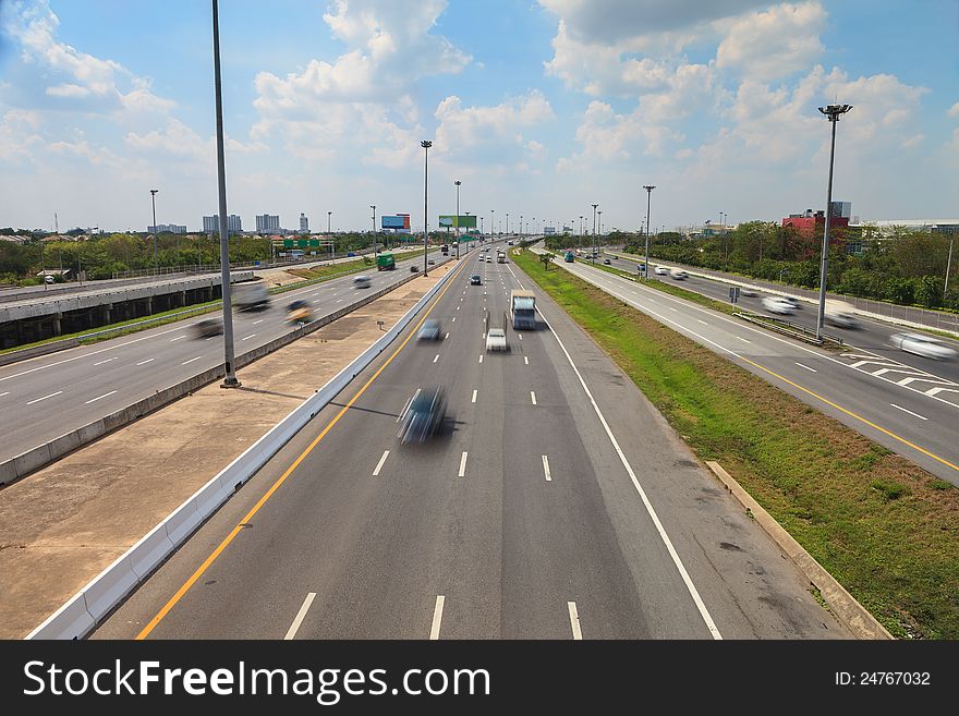 Highway with lots of cars