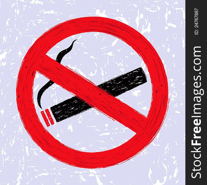 Illustration of  No smoking sign on gray grunge background.