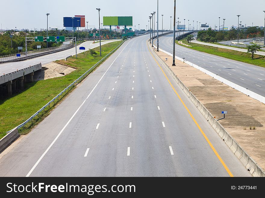 Highway traffic, empty motorway, Thailand