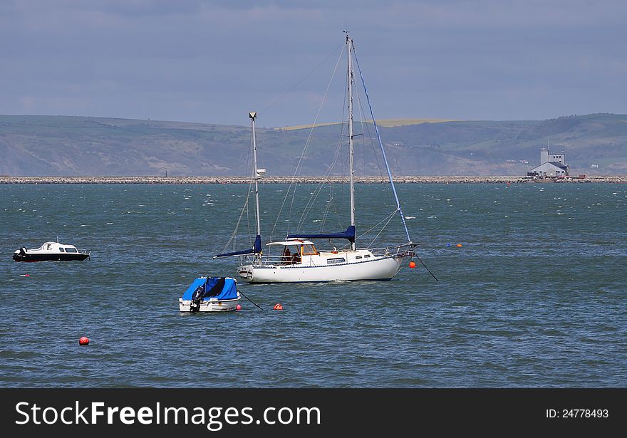 Boats Anchored Off The Dorset Coast