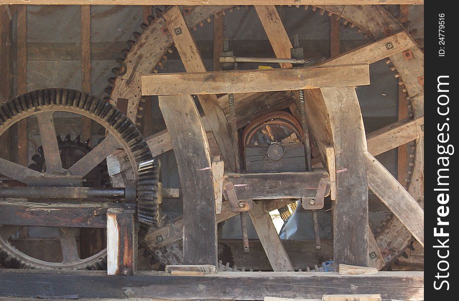 Old watermill mechanism on Mura river, Slovenia. Old watermill mechanism on Mura river, Slovenia