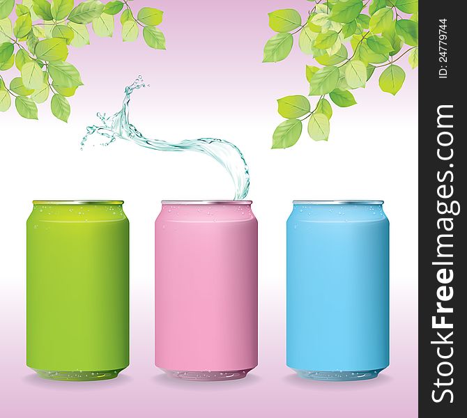 Color Fresh Can Water Splash In Green Nature Pink