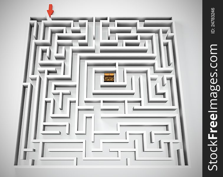 Maze with treasure chest in center of it