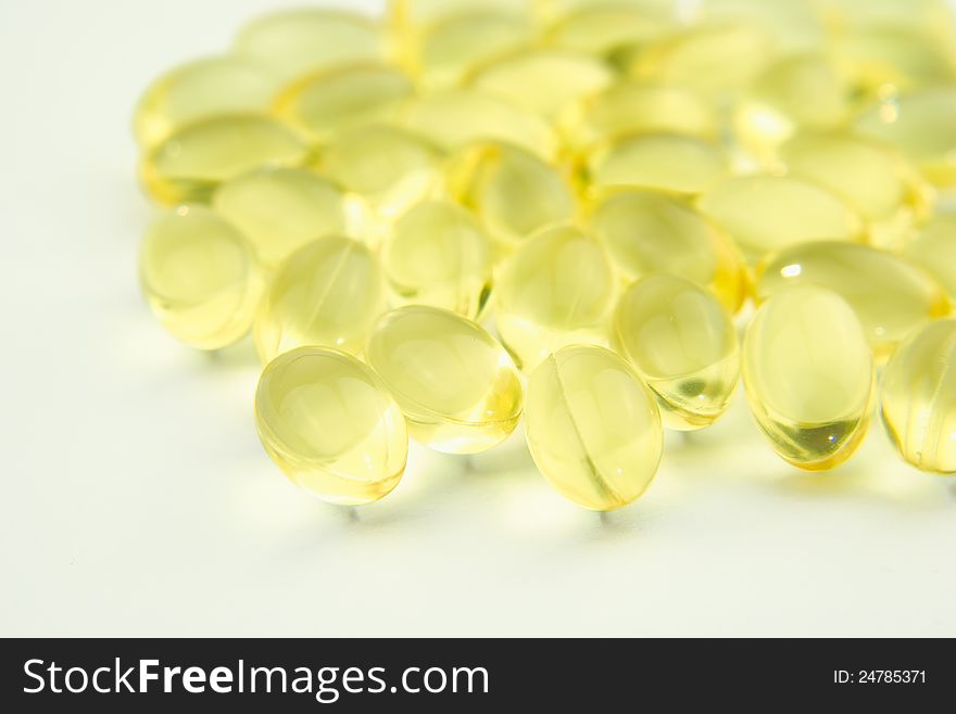 Cod liver oil close up on light background