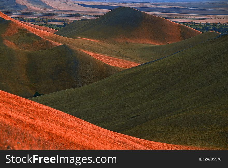 The Autumn Hills On Sundown.