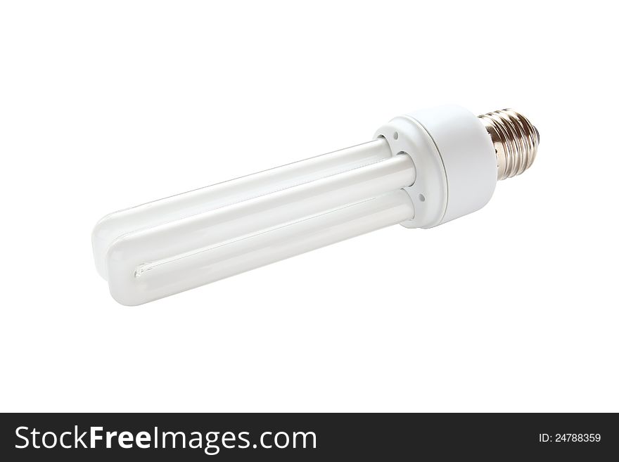 Energy saving lamp on white background