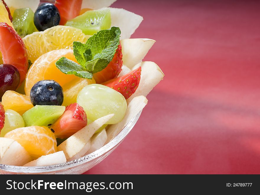 Fresh fruits salad with mint- healthy eating. Fresh fruits salad with mint- healthy eating