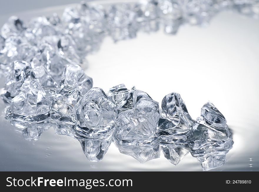 Ice blocks over wet background