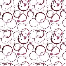 Seamless Watercolor Pattern With Drawings Of Round Red Wine, Juice Stains, Splashes On White Background Royalty Free Stock Photography