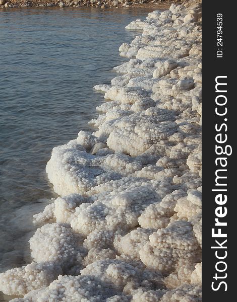 Salt formation on the coastline of the dead sea israel. Salt formation on the coastline of the dead sea israel