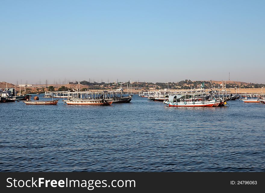 Tourist boats on Lake Nasser, Nubia