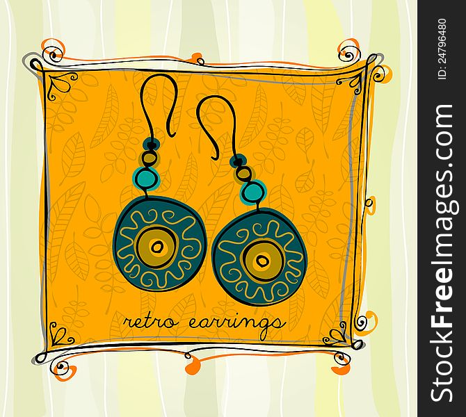 Retro background with illustrated earrings