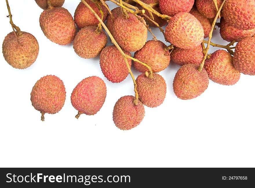 Lychee on white background