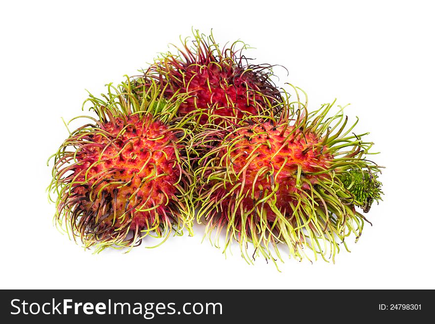 Fresh rambutan on white background