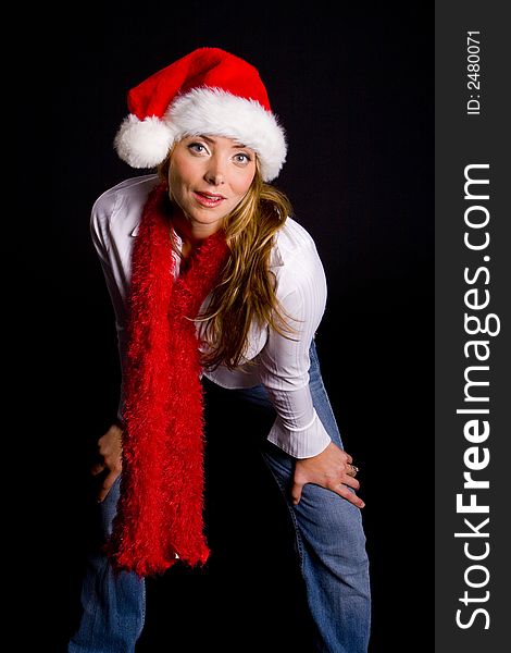Attractive woman wishing you a very Merry Christmas. Attractive woman wishing you a very Merry Christmas