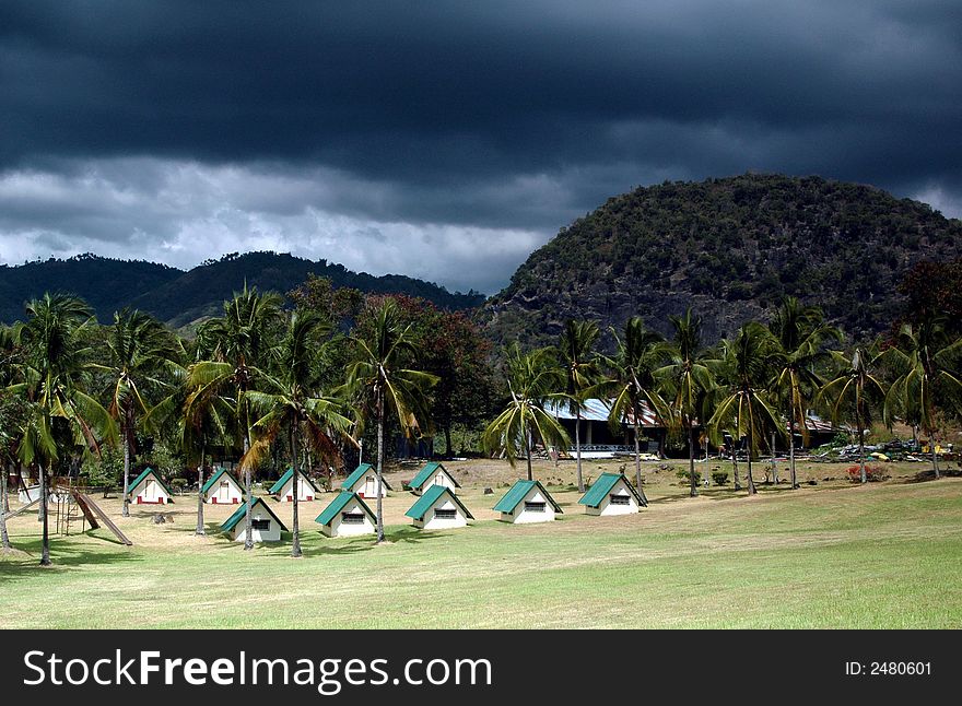 Little houses on mountain park