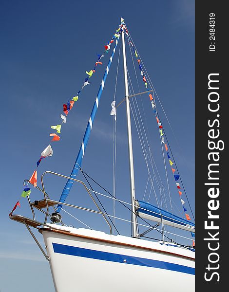 Beautiful white yacht on a background of the blue sky. Beautiful white yacht on a background of the blue sky