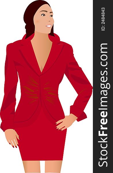 Business woman in red suit