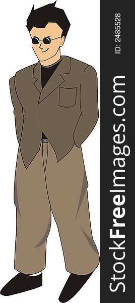 A cool man with sun glasses, wearing some hip clothes.  Vector. A cool man with sun glasses, wearing some hip clothes.  Vector