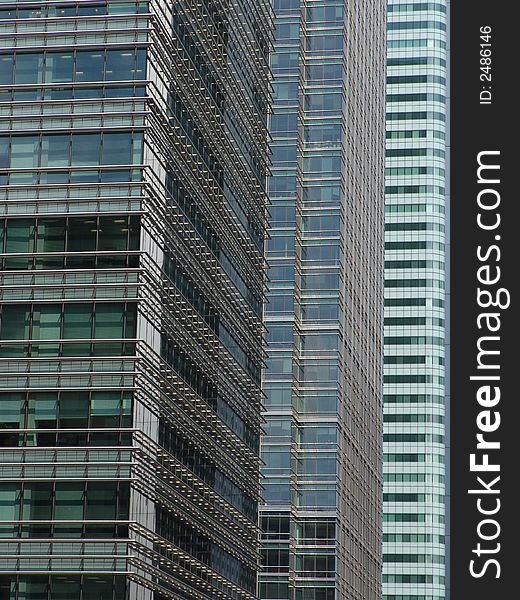 Modern steel and glass office towers in Canary Wharf London. Modern steel and glass office towers in Canary Wharf London