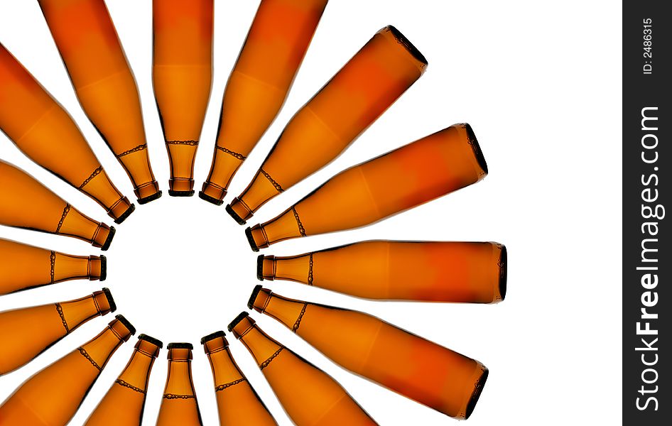 Symbol of the Sun made from beer bottles