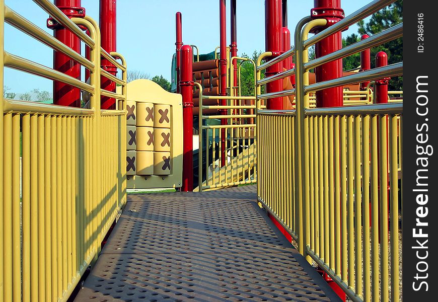 A ramp way on a play structure for children. A ramp way on a play structure for children