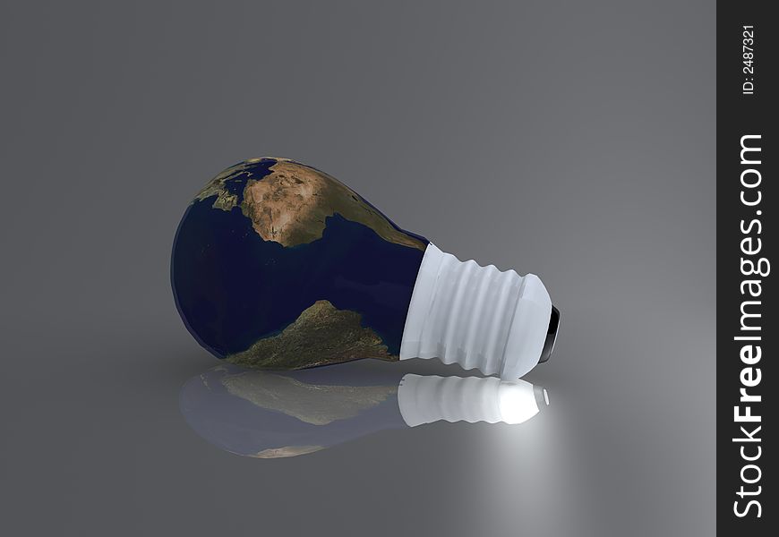 Computer generated image of the world within a bulb. Computer generated image of the world within a bulb