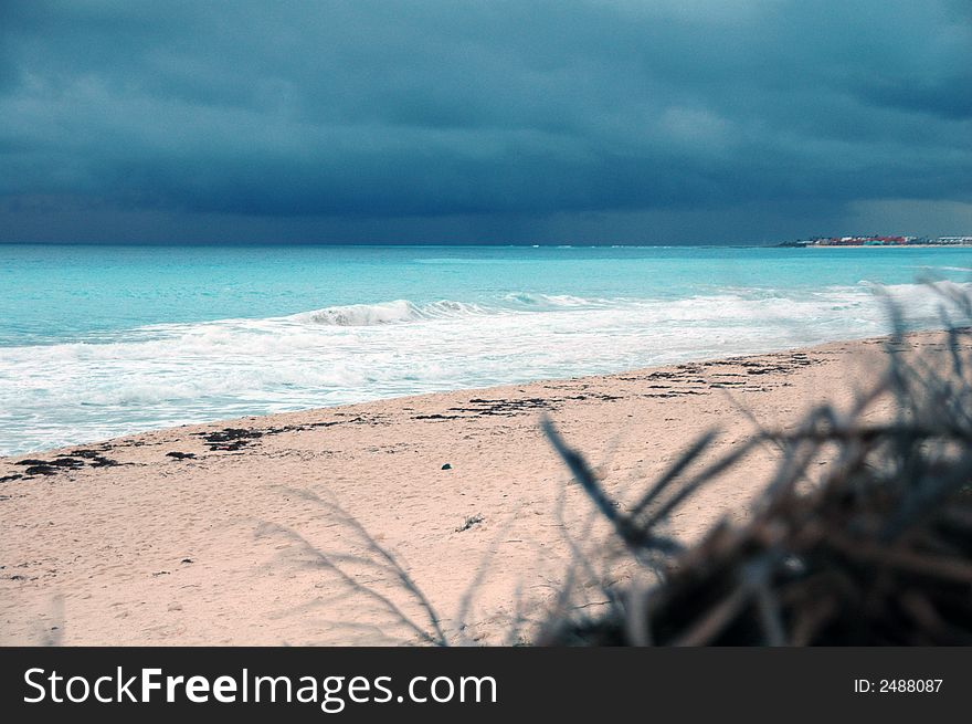 Beach in mexico, storm and rain is coming. Beach in mexico, storm and rain is coming