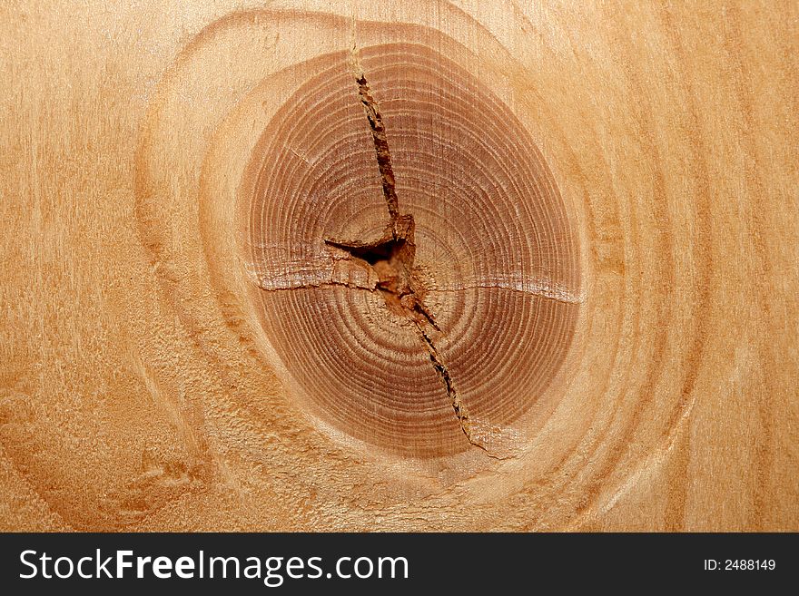 A detailed kind of a knot in a board. A detailed kind of a knot in a board