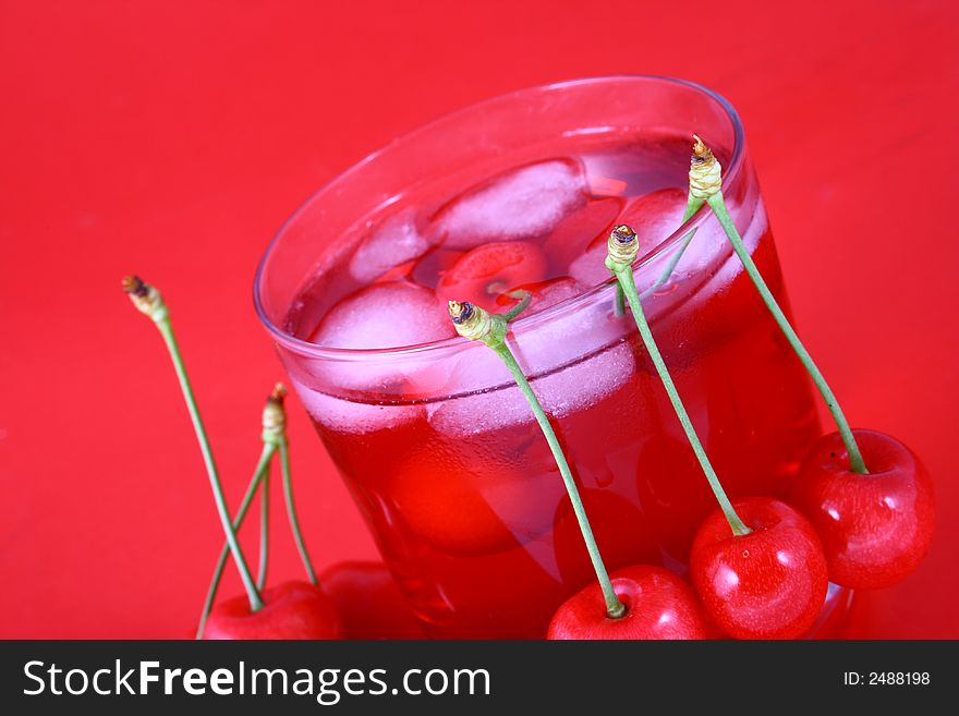 Cherry-red fruits,red juice. Cherry-red fruits,red juice.