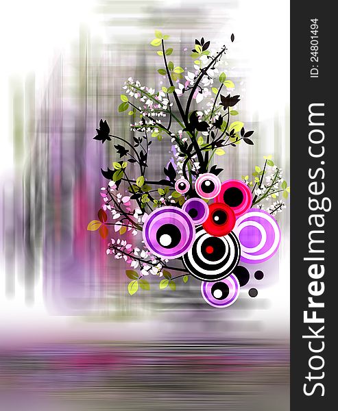 Floral designs with abstract background