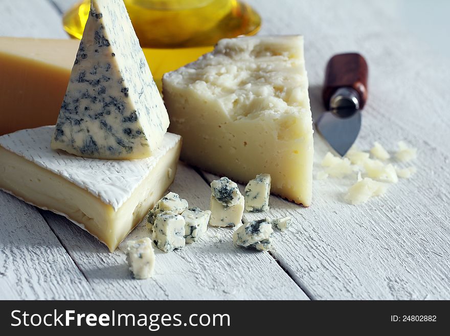 Fresh and delicious cheese on the table