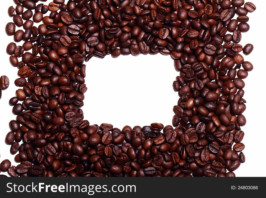 Close up of coffee beans with copyspace