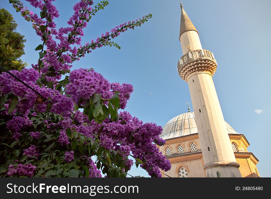 Beautiful mosque with blue sky