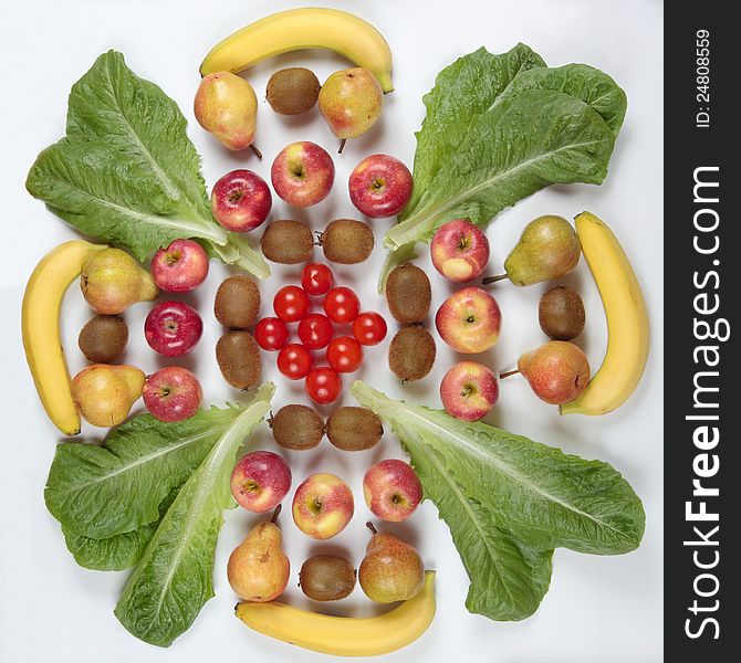Fruits and vegetables in the form of a mandala