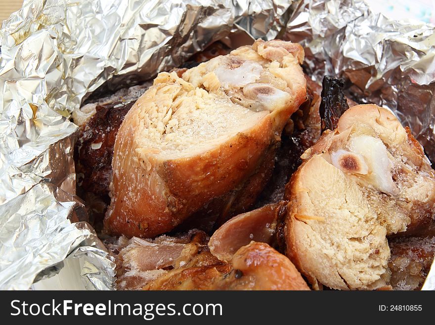 Chicken grill in foil for dinner