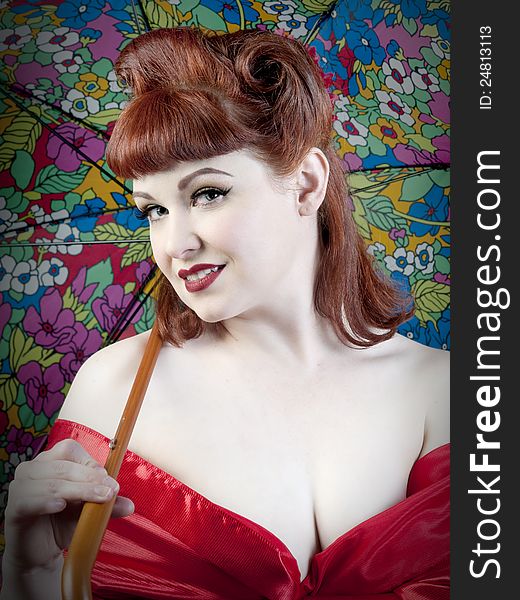 Gorgeous red headed pinup model. Gorgeous red headed pinup model