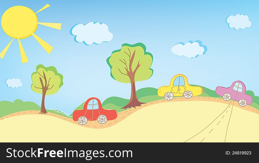 Background With Cars And Road