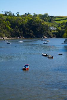 Boats On The River Dart On A Beautiful Day Royalty Free Stock Photography Boats On The River Dart On A Beautiful Day Royalty Free Stock Photography