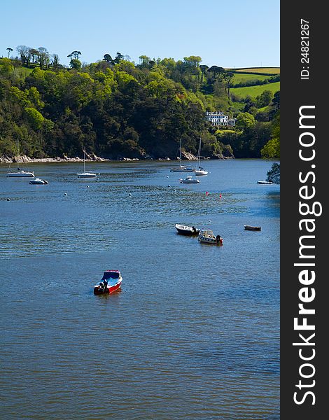 Boats On The River Dart On A Beautiful Day