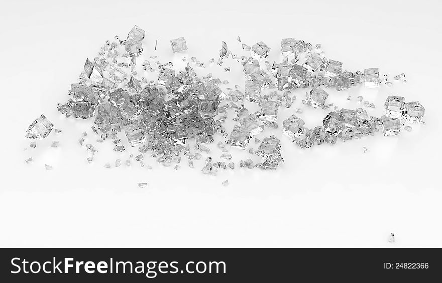 Ice cubes on a white background