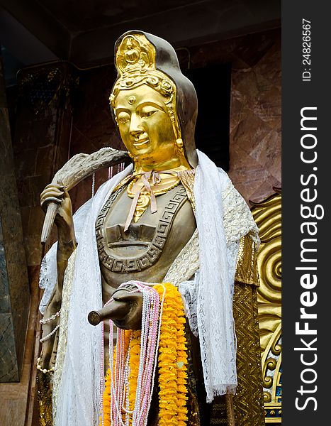 Buddhist bodhisattva image at Chinese temple in Thailand