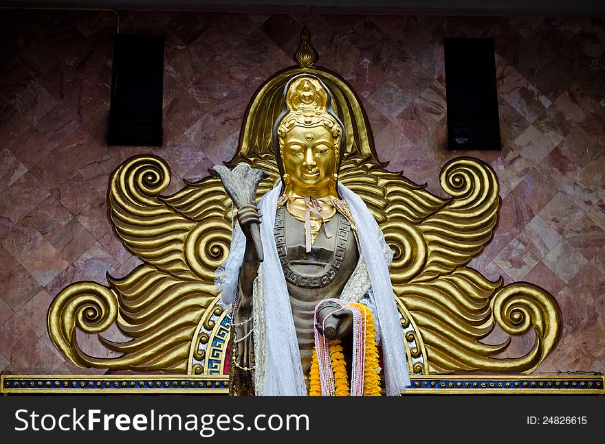 Buddhist bodhisattva image at Chinese temple in Thailand